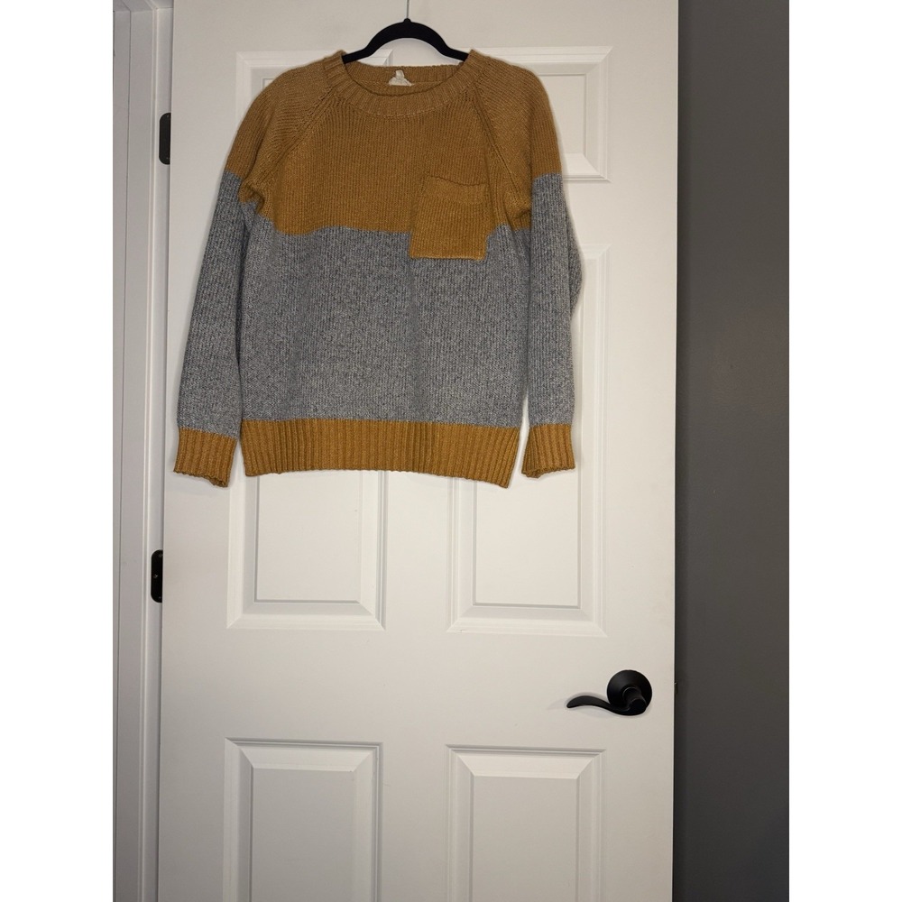 Hem And Thread Sweater Mustard And Gray Large